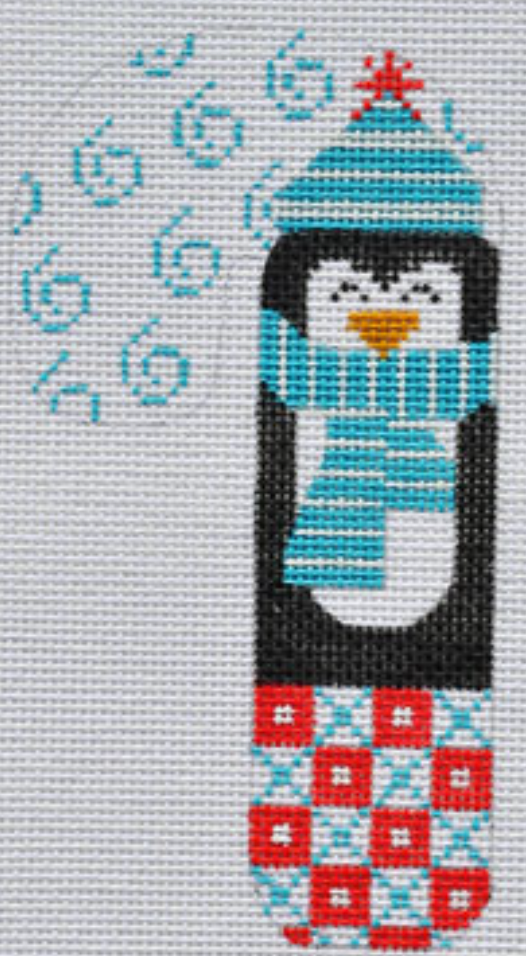 CH-158 Blue Scarf Penguin Candy Cane