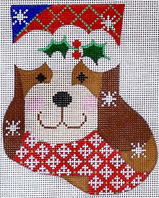 CH-707 Tan Dog with Holly Mini Stocking