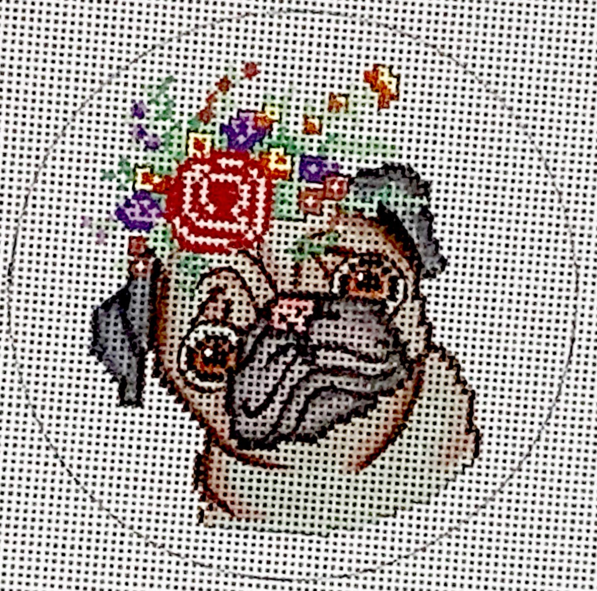 JA-05 Confused Pug with Flower Crown