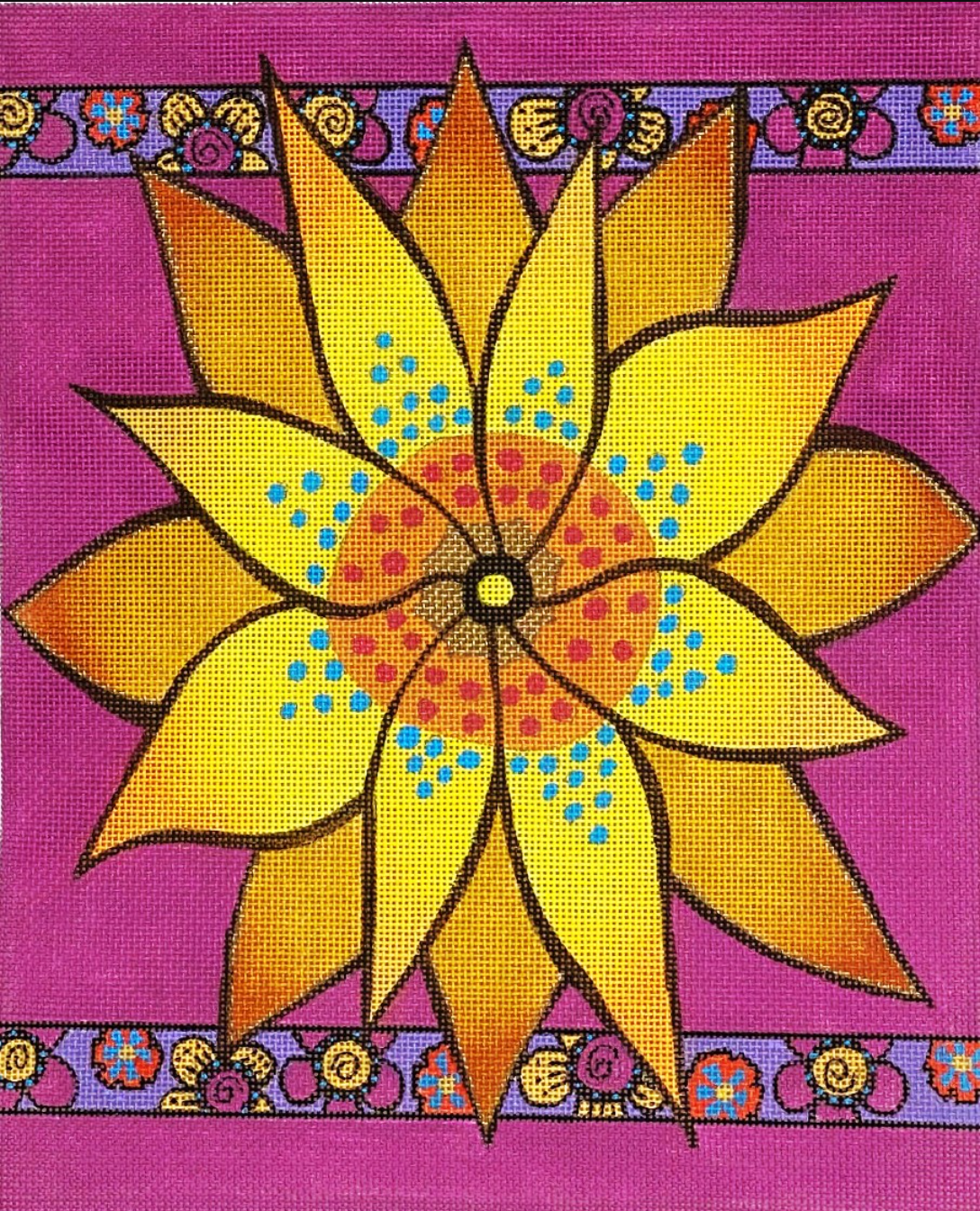 LB-149 Yellow Flower with Purple Borders