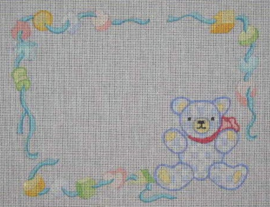 J-09 Blue Plaid Teddy Bear Birth Announcement