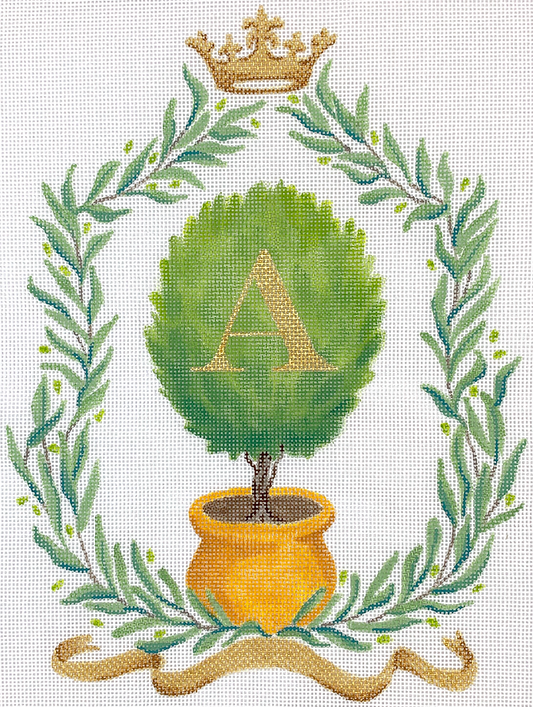 ALCR-26 Olive Branches and Topiary Monogram Crest