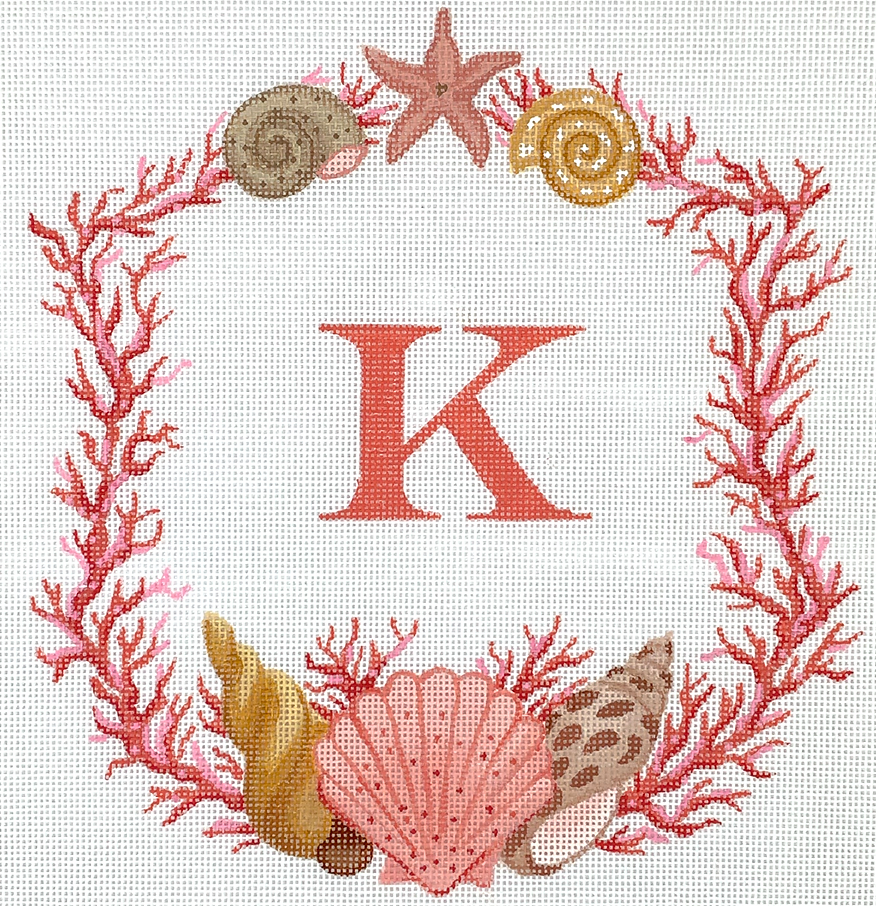 ALCR-18 Coral and Shells Monogram Crest