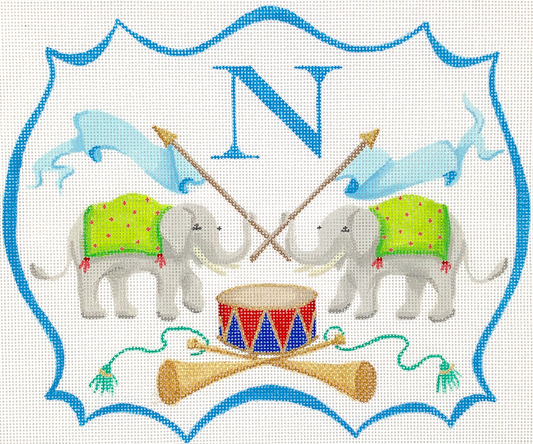 ALCR-08 Elephants with Flags and Drum Monogram Crest