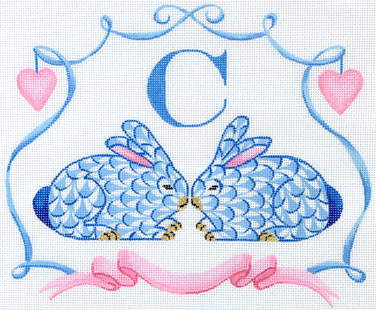 ALCR-10 Fishnet Crouching Bunnies Monogram Crest