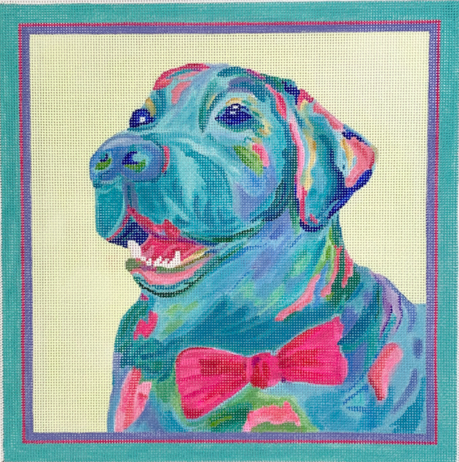 MC-PL-11 Blue Lab with Hot Pink Bowtie