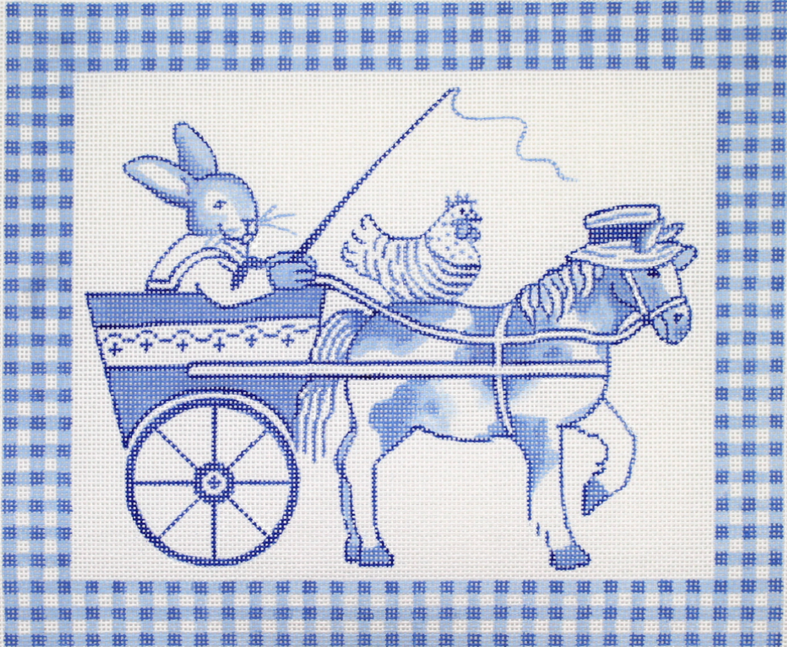 KR-PL-03 Toile Bunny in Cart with Horse - Blue