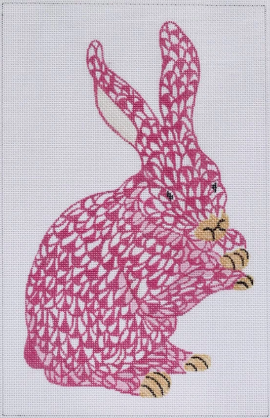 SST-29 Herend-Inspired Fishnet Standing Bunny - Pink