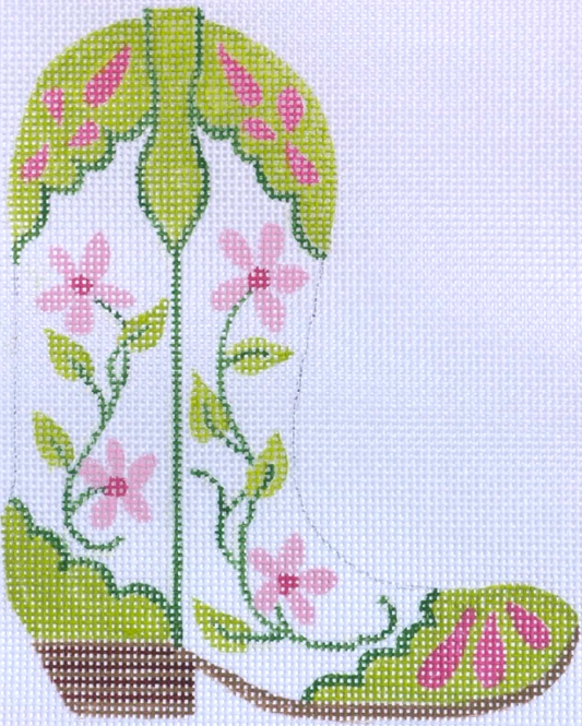 CB-04R Pink and Green Floral Cowboy Boot