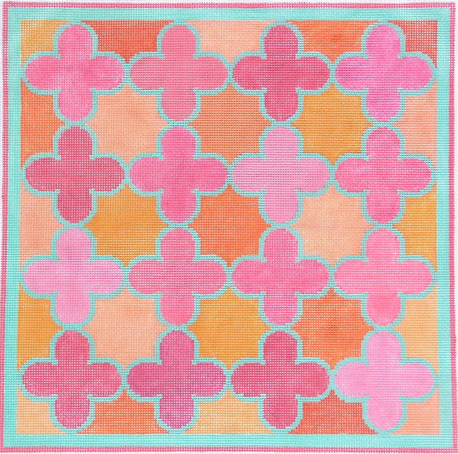 PL-139 Moroccan Tiles - Quatrefoils in Pinks and Oranges