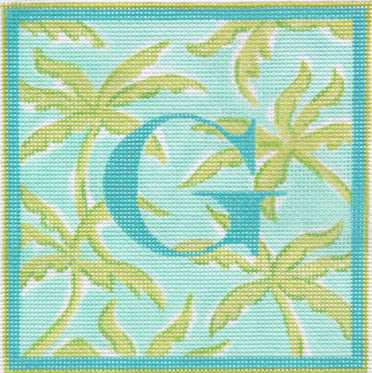 ALL-03 Lilly-Inspired Letter - Green and Turquoise Palms