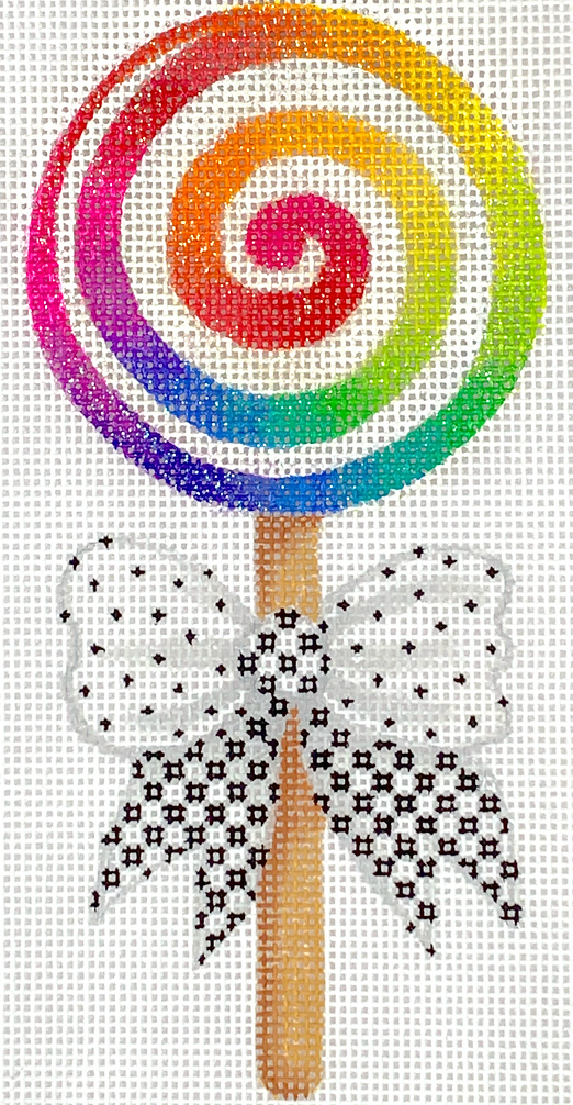 OM-292 Mini Sweet Treat - Rainbow Swirl Lollipop with Bow