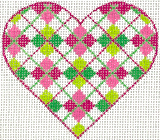 OM-275 Pink and Green Argyle Mini Heart