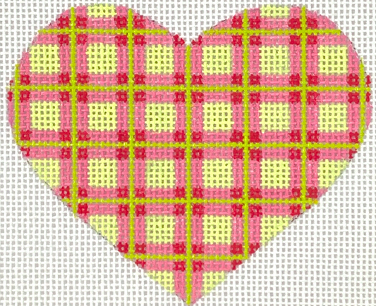 OM-271 Pink and Lime Madras Plaid Mini Heart