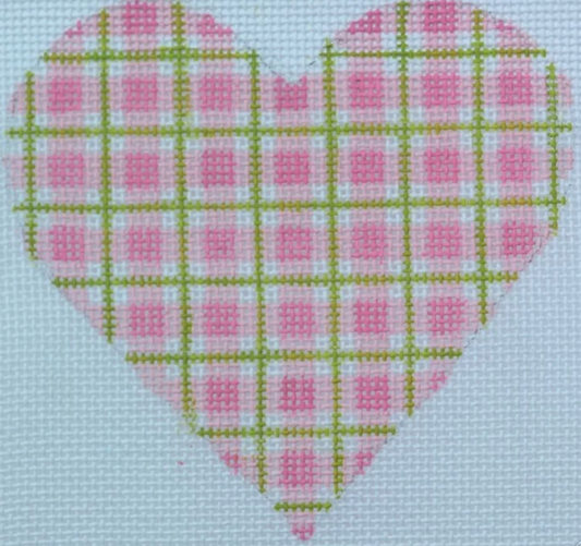OM-13 Pink and Lime Plaid Mini Heart