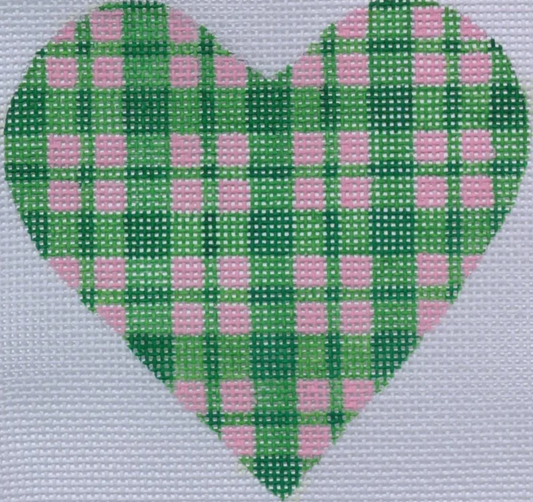 OM-16 Pink and Greens Plaid Mini Heart