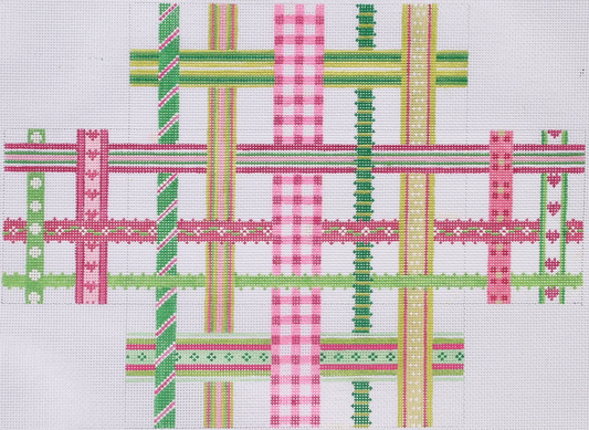 BR-02 Pink and Green Woven Ribbons Brick Cover