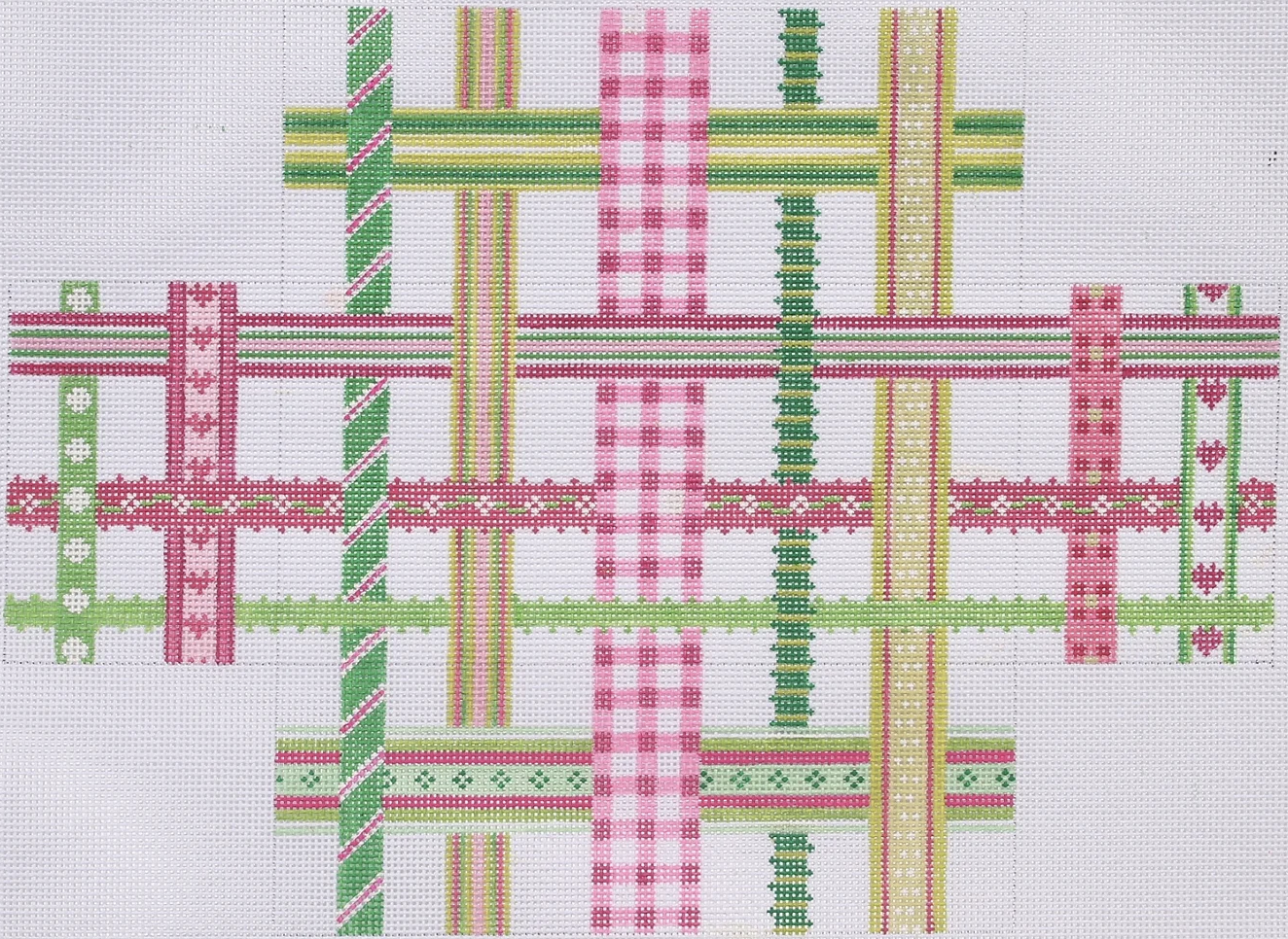 BR-02 Pink and Green Woven Ribbons Brick Cover