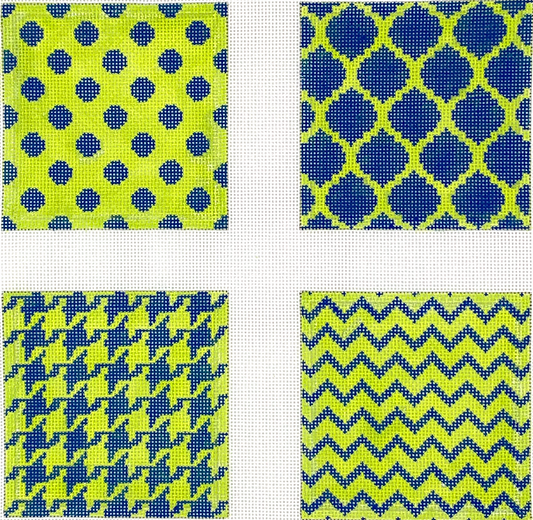 CO4-54 Navy and Lime Geometric Coasters