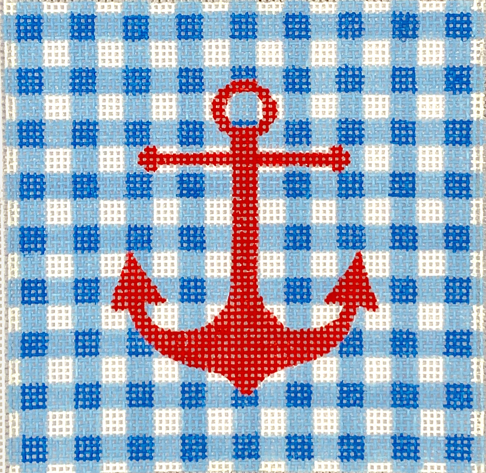 INSSQ4-27 Red Anchor on Gingham