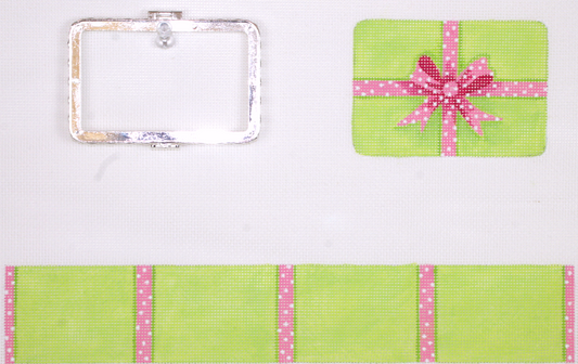 BXMREC-01 Lime Gift Box with Pink Ribbon Hinged Limoge Box