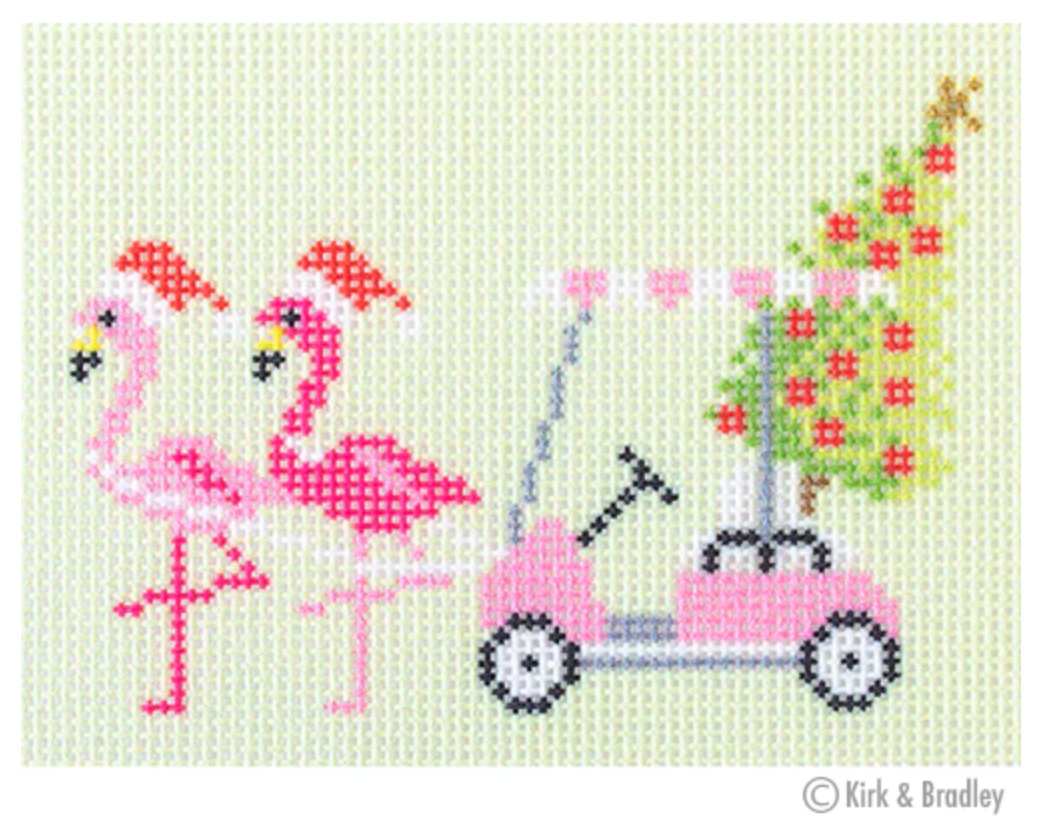 NTG KB109 Palm Beach Christmas - Golf Cart with Flamingos