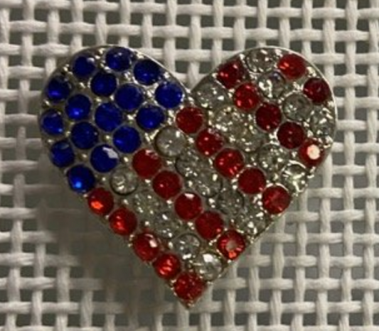 Crystal Patriotic Heart Needleminder Magnet