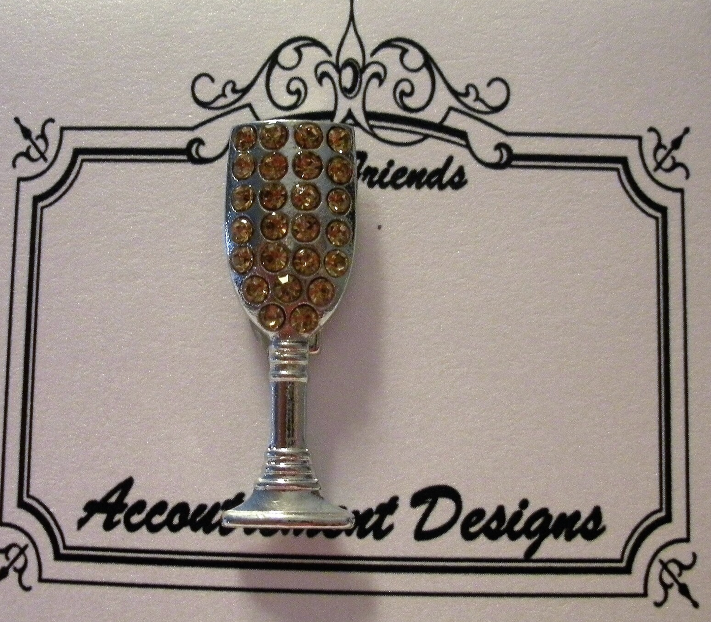 Crystal Champagne Glass Needleminder Magnet