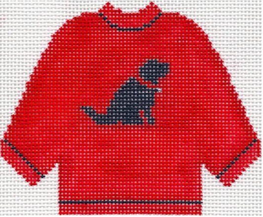 80 Red Sweater with Black Lab