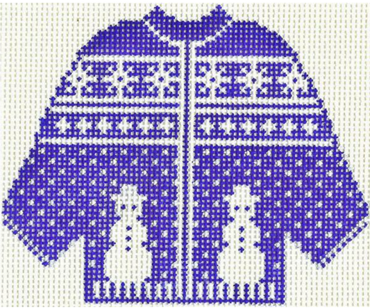 611 Blue Snowman Sweater