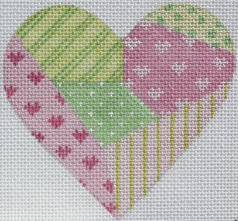OM-07 Pink and Green Patchwork Heart