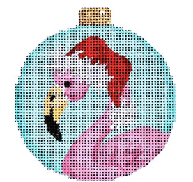 CT1835 Flamingo with Santa Hat Ball Ornament