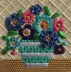 AL-C04 Blue Mod Flowers Coaster Stitch Guide