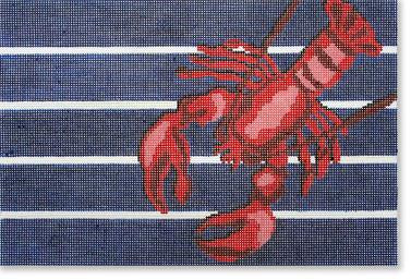 LRE-PL16 Lobster on Blue and White Stripe