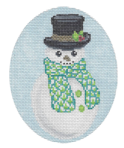 Snowman with winter scene needleminder – autumnlanestitchery