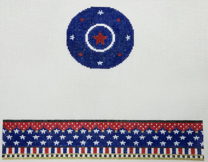 Funda Scully needlepoint canvas for a hinged box with a patriotic star pattern