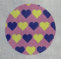 KCD1056 Blue and Yellow Hearts Valentine Round