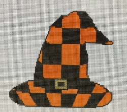 KCD1128 Orange and Black Check Witch's Hat