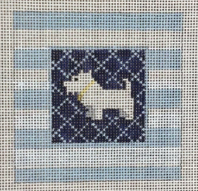 KCD2102 White Westie on Stripes