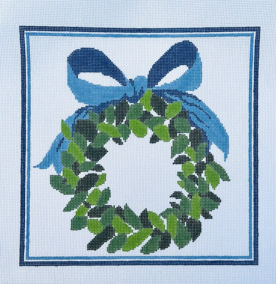 KCD4500 Blue Ribbon Wreath Pillow