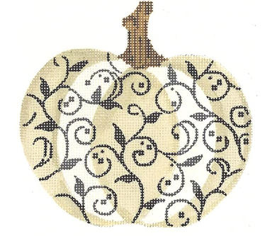 KCN1563 Ivory and Charcoal Scroll Pumpkin
