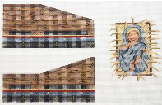 Kelly Clark Christmas needlepoint canvas for a three dimensional baby Jesus in the manger - part of a nativity series