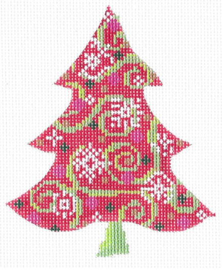 KCNT2 Red Swirlz-n-Snowflakes Tree