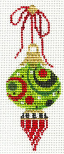 KCV112 Lime Polka Dot Teardrop Ornament