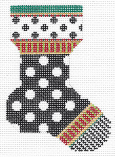 KFA10 Black and White Polka Dot Mini Sock