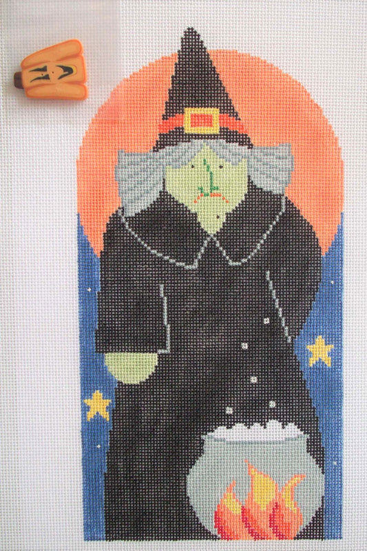 HX101 Witch with Jack-o-Lantern Button and Stitch Guide