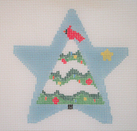 ST422 Christmas Tree on Blue Star