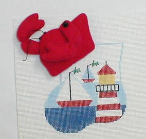 CM238 Red and White Lighthouse Mini Sock with Crab Insert