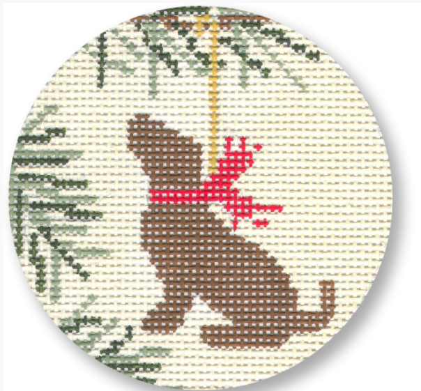 LM-XO08 Christmas Lab Ornament - Chocolate Lab