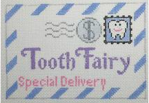 Rachel Donley letter needlepoint canvas "tooth fairy special delivery"
